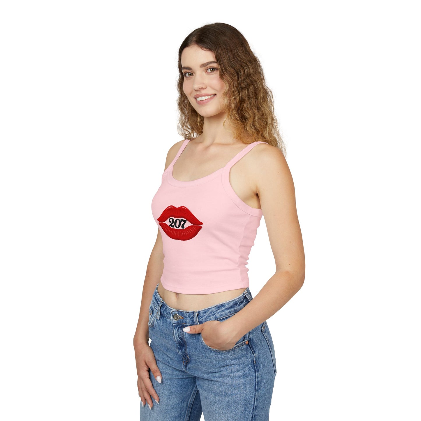 Chic Lip Print Tank Top - Women's Spaghetti Strap Top for Summer, BBQs, Casual Outings, Festivals, Holiday Gatherings, Cute Gift Idea