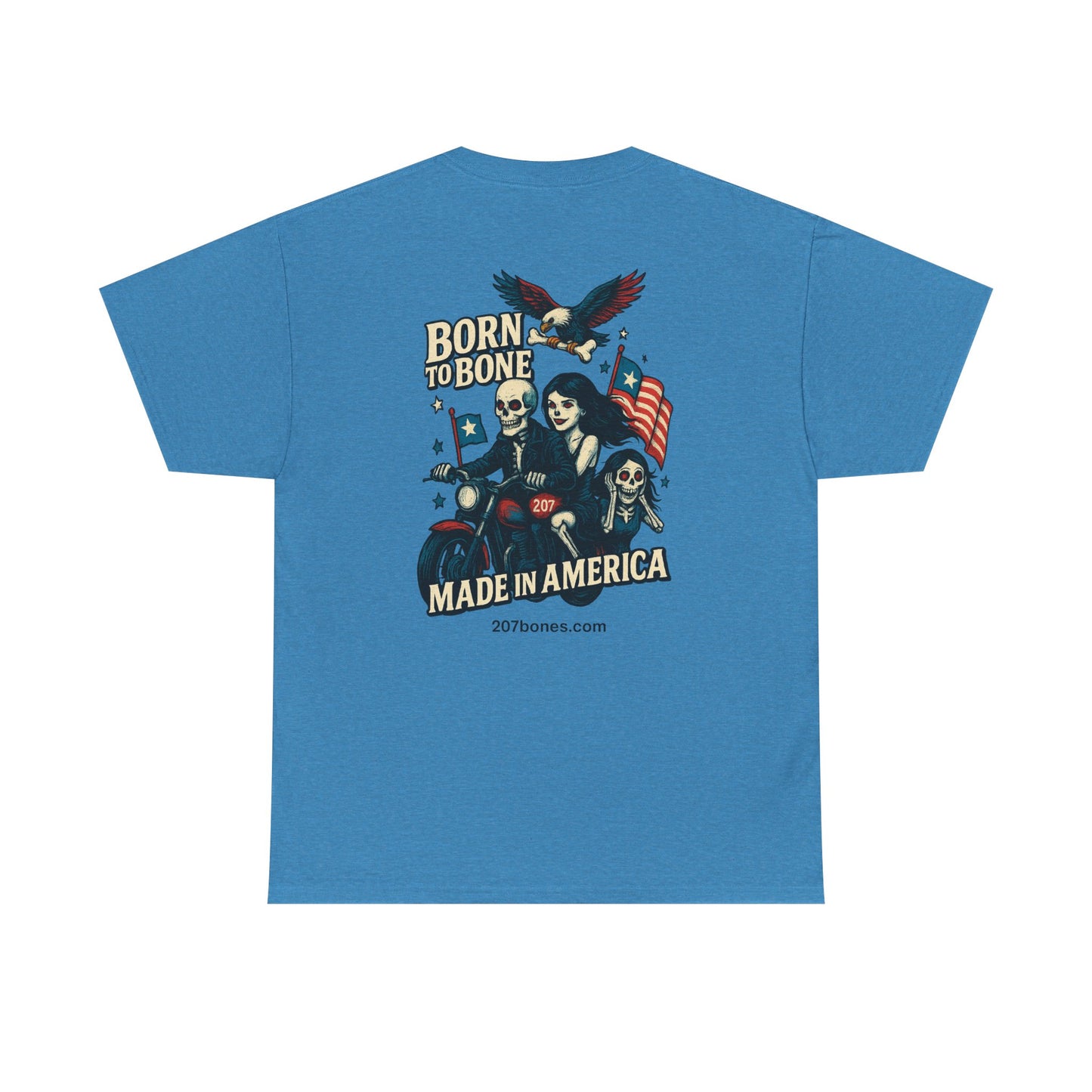 Patriotic Graphic Tee - Born to Bone, Unisex Heavy Cotton T-Shirt, Perfect for BBQs, Independence Day, and Casual Outings