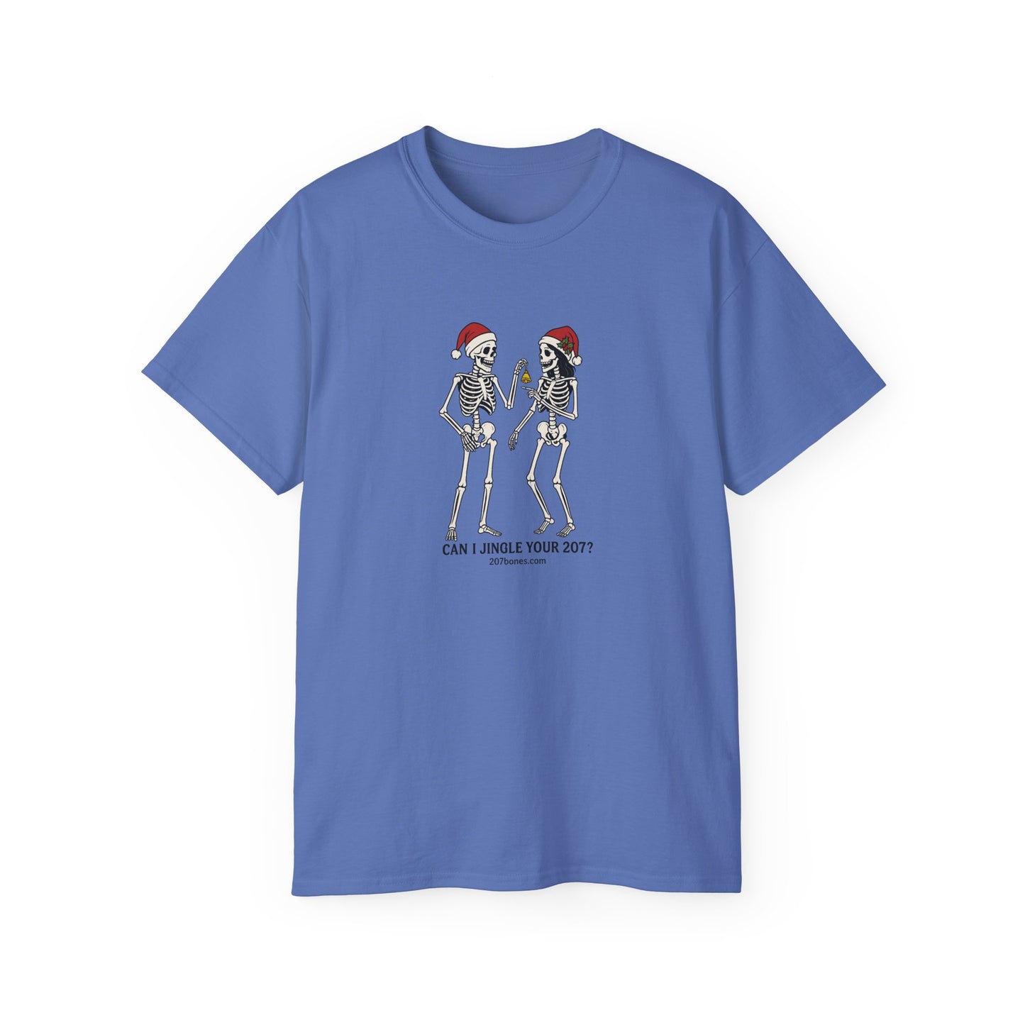 Humorous Skeleton Christmas Tee, Fun Holiday Shirt, Unisex Graphic T-Shirt, Gift for Halloween Lovers, Quirky Party Wear