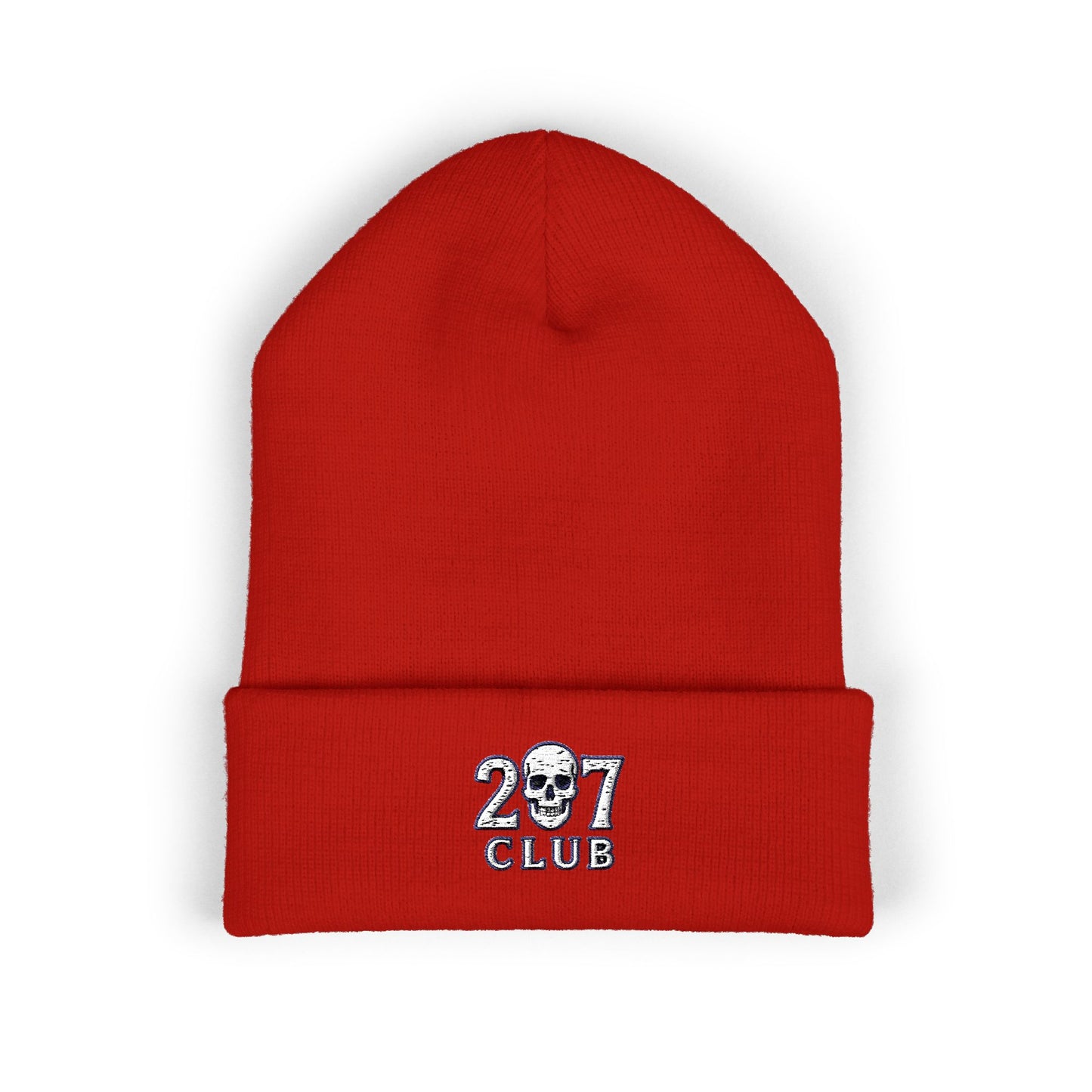 Classic Cuffed Beanie with 207 Skull Club Embroidery, Winter Hat, Gift for Him/Her, Streetwear Accessory, Unisex Beanie
