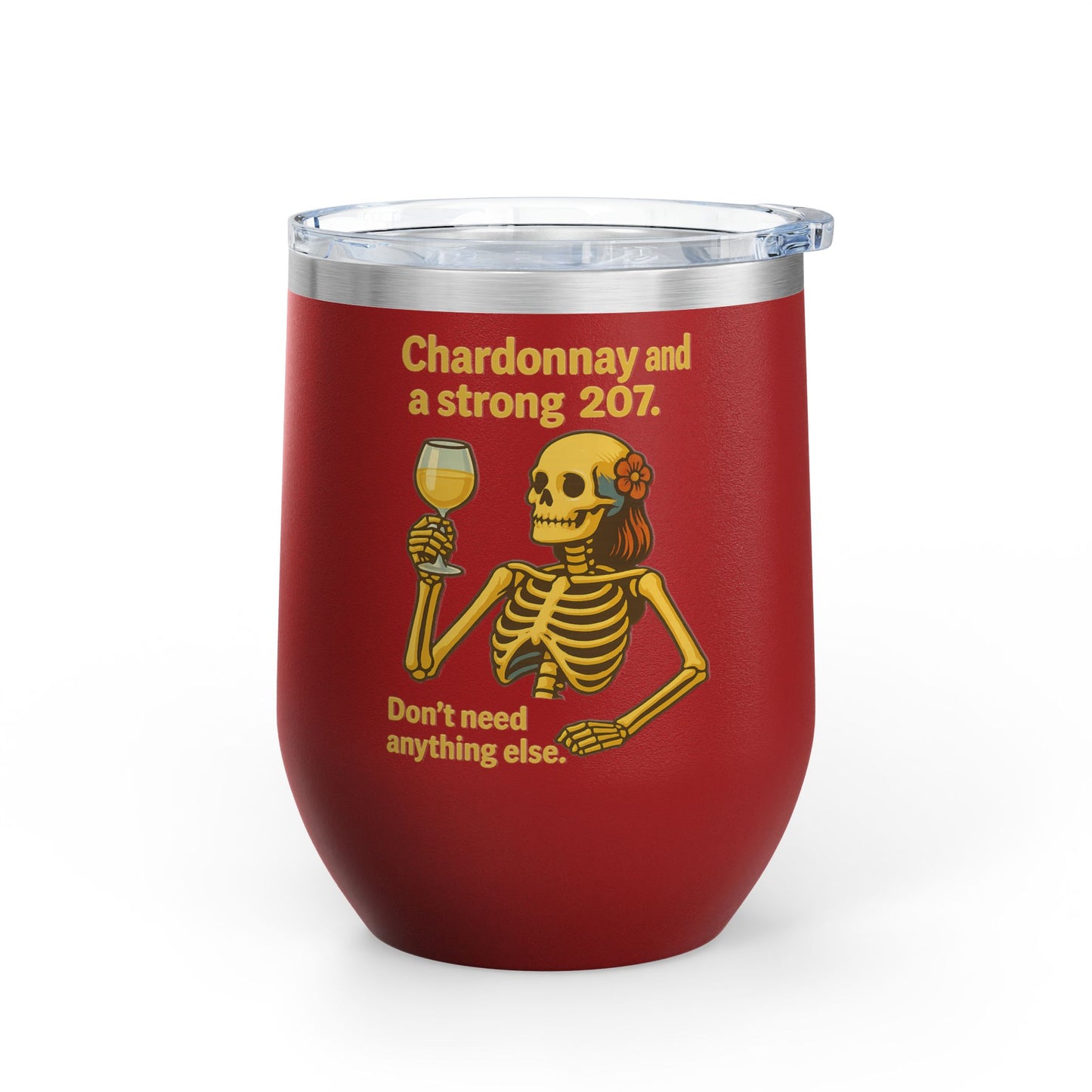 Chardonnay Skeleton Wine Tumbler, Fun Gift for Wine Lovers, Perfect for Parties, Outdoor Events, Drinkware for Celebrations