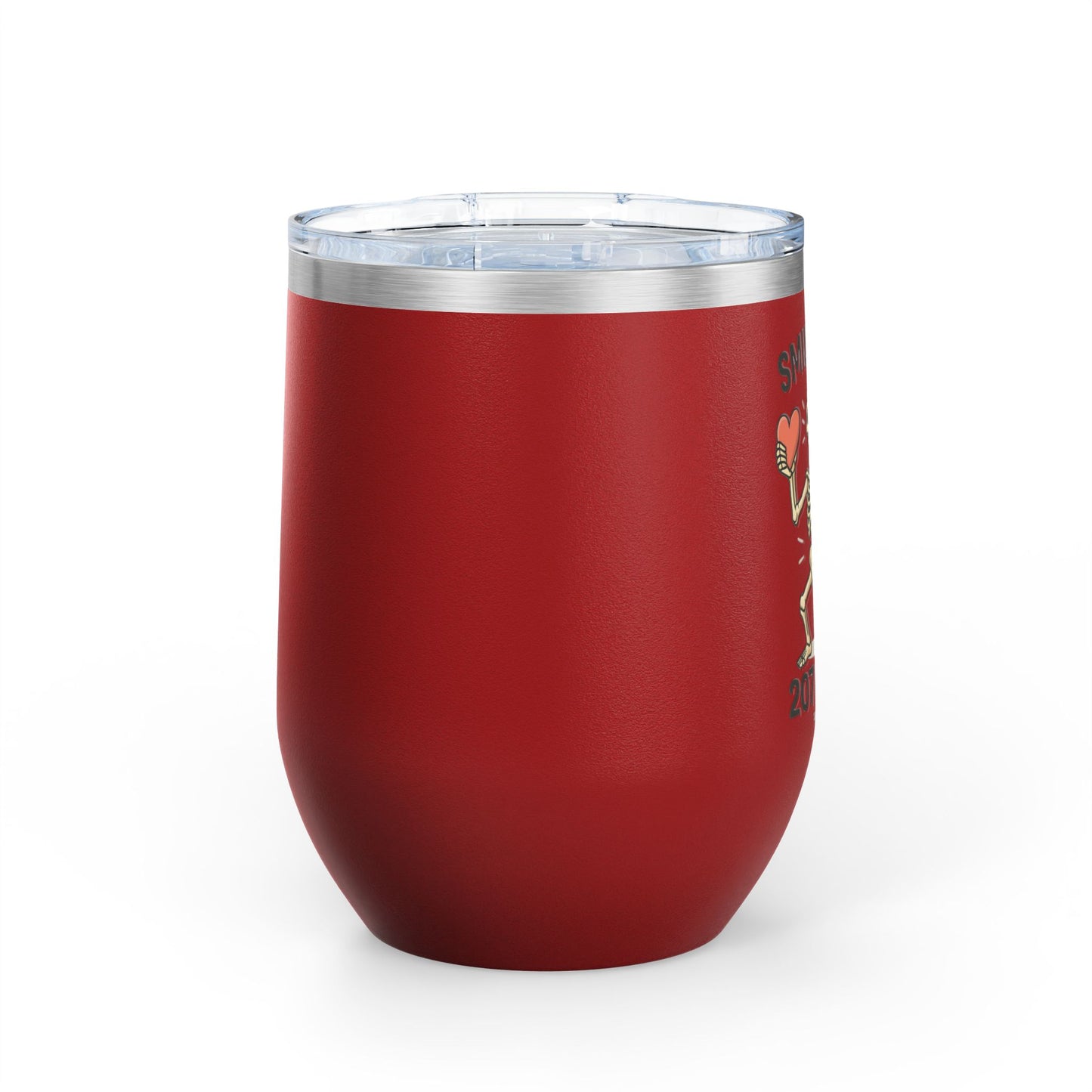 Quirky Wine Tumbler - Smile It's 207 Time, Fun Drinkware, Skeleton Mug, Party Accessory, Gift for Wine Lovers, Halloween Decor