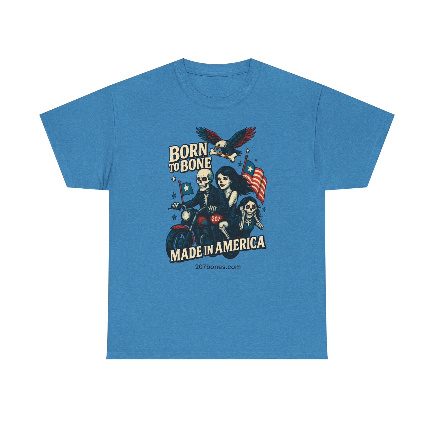 Vintage-Inspired Graphic T-Shirt, Born to Bone Tee, Patriotic Apparel, Unisex Tee for Motorcycle Enthusiasts, Made in America Shirt, [...]