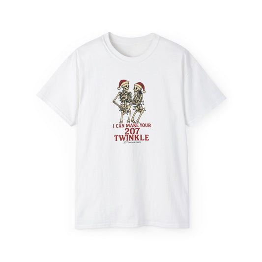 Holiday Skeleton T-Shirt, Funny Christmas Gift, Unisex Tee, Skeleton Lovers Apparel, Party Outfit, Quirky Holiday Top
