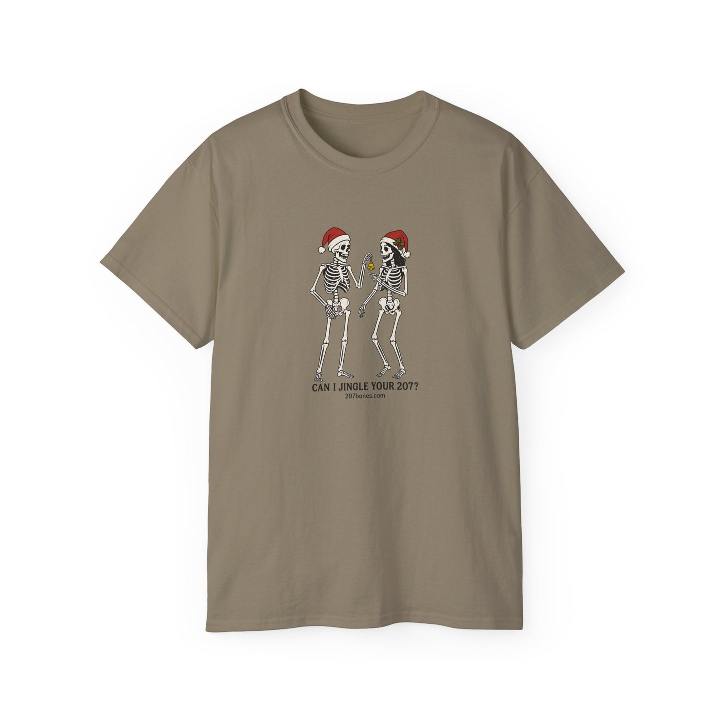 Humorous Skeleton Christmas Tee, Fun Holiday Shirt, Unisex Graphic T-Shirt, Gift for Halloween Lovers, Quirky Party Wear