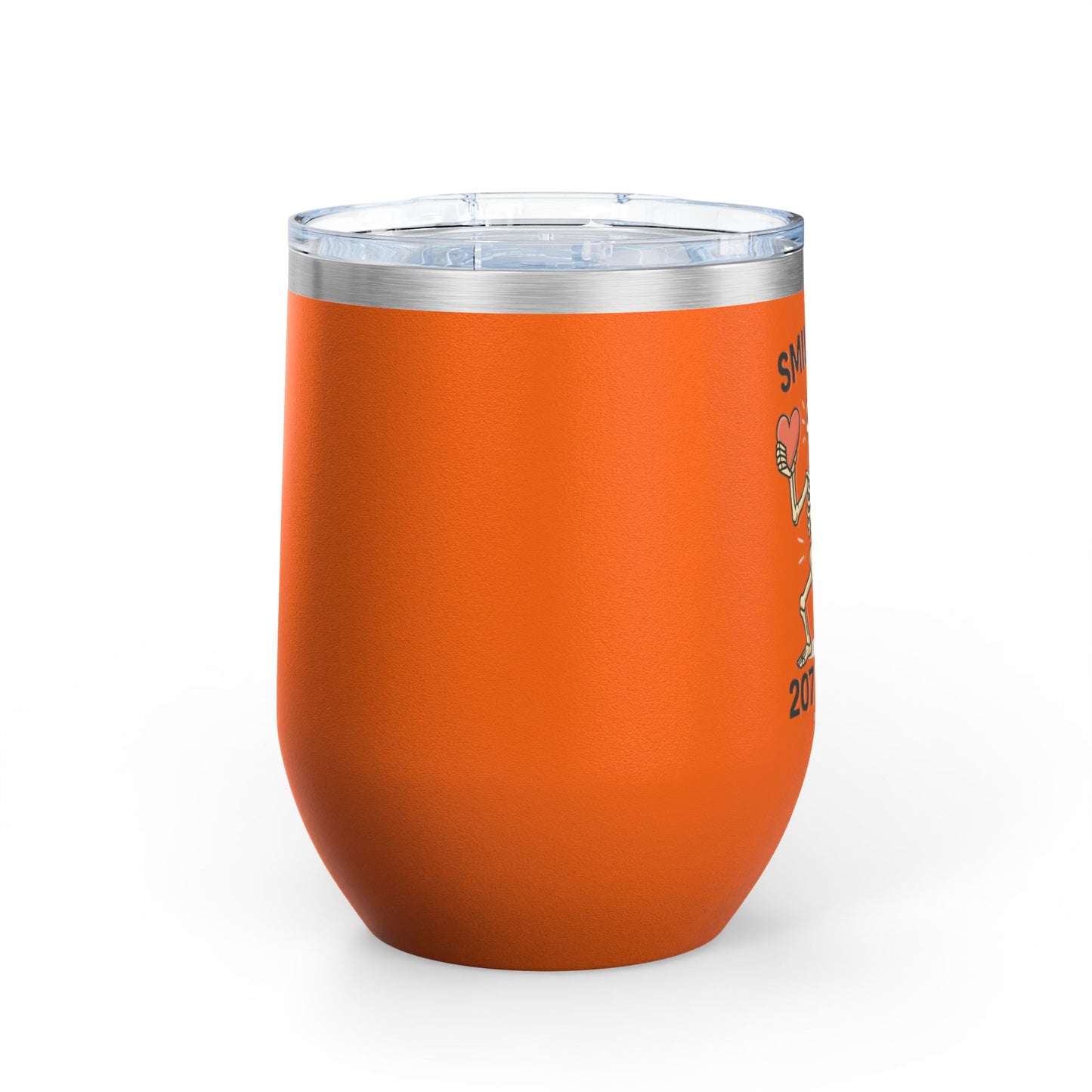 Quirky Wine Tumbler - Smile It's 207 Time, Fun Drinkware, Skeleton Mug, Party Accessory, Gift for Wine Lovers, Halloween Decor