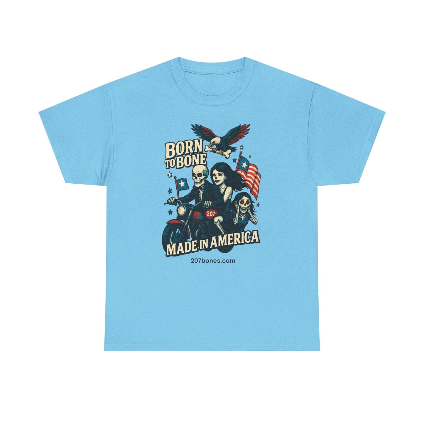 Vintage-Inspired Graphic T-Shirt, Born to Bone Tee, Patriotic Apparel, Unisex Tee for Motorcycle Enthusiasts, Made in America Shirt, [...]
