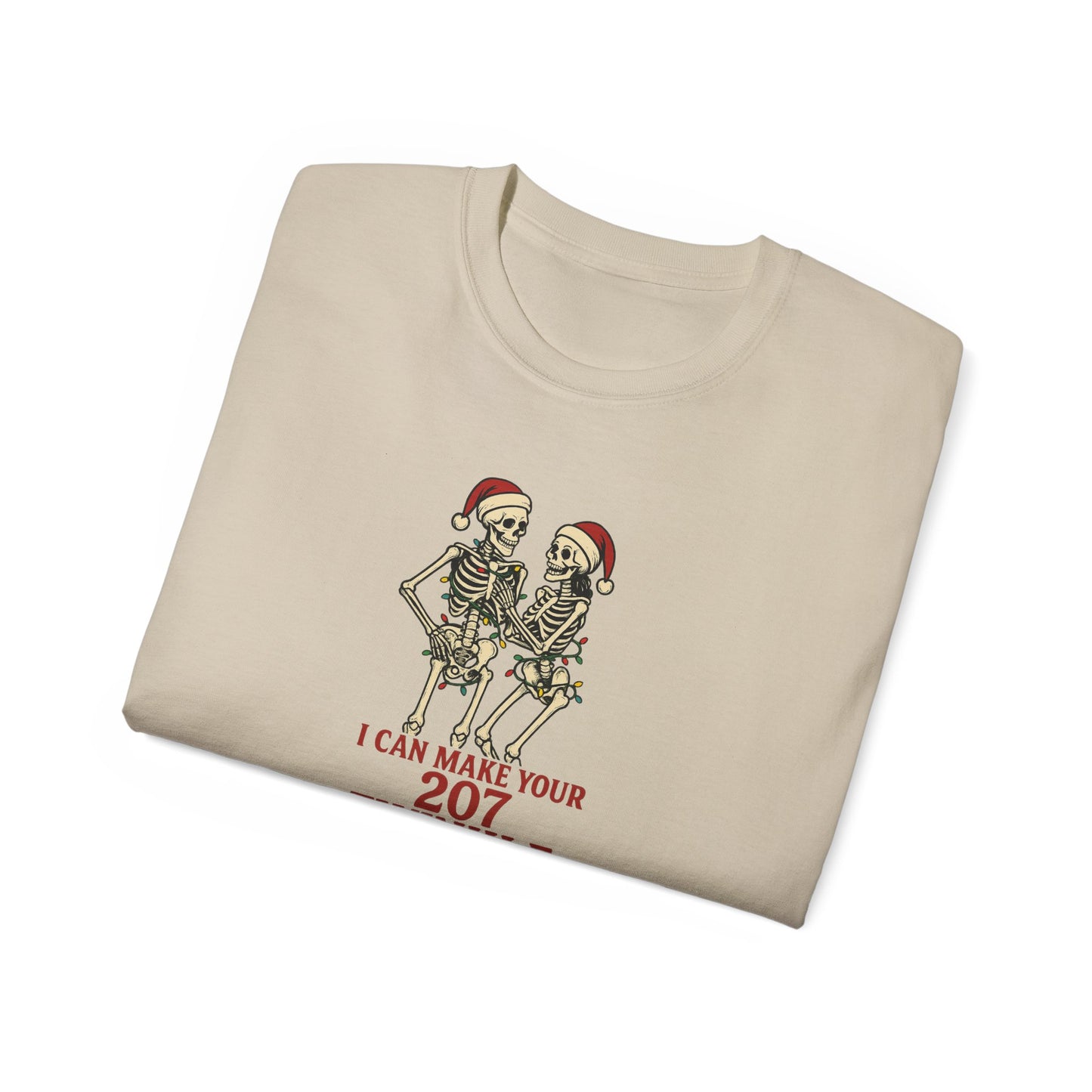 Holiday Skeleton T-Shirt, Funny Christmas Gift, Unisex Tee, Skeleton Lovers Apparel, Party Outfit, Quirky Holiday Top