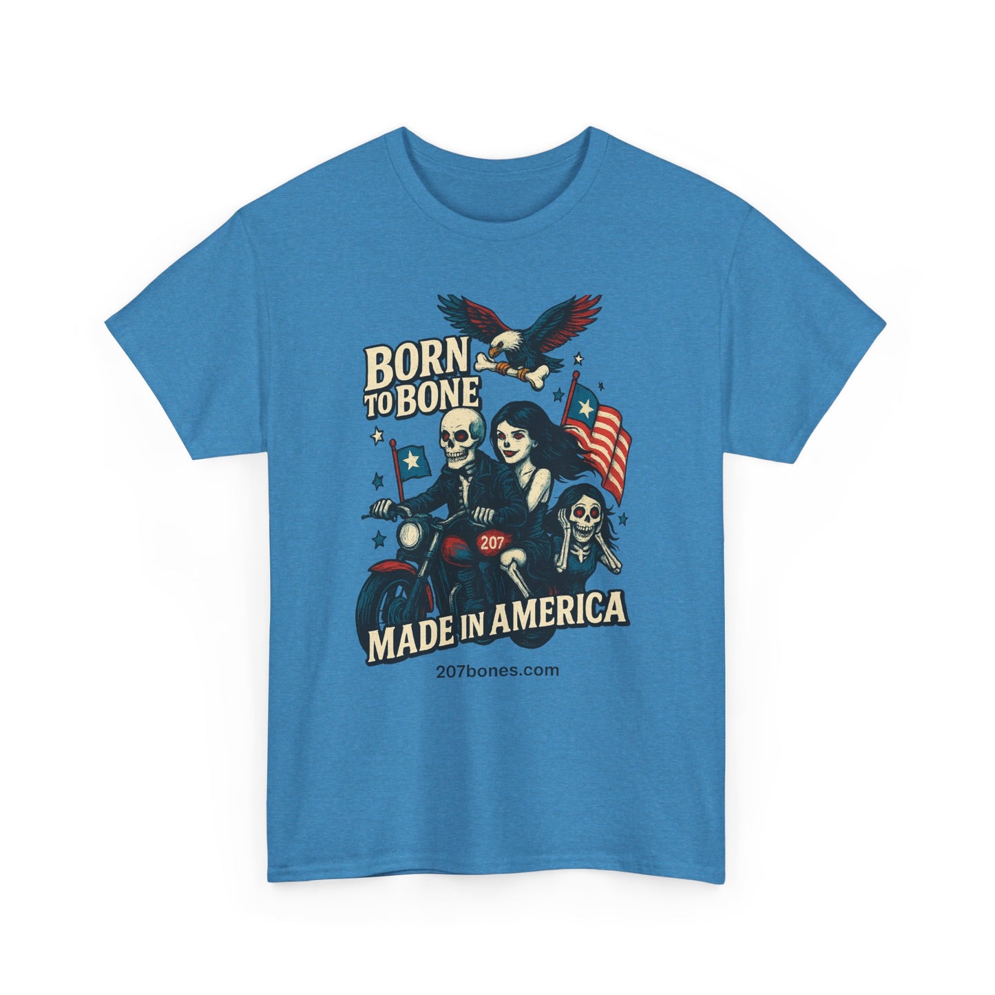 Vintage-Inspired Graphic T-Shirt, Born to Bone Tee, Patriotic Apparel, Unisex Tee for Motorcycle Enthusiasts, Made in America Shirt, [...]