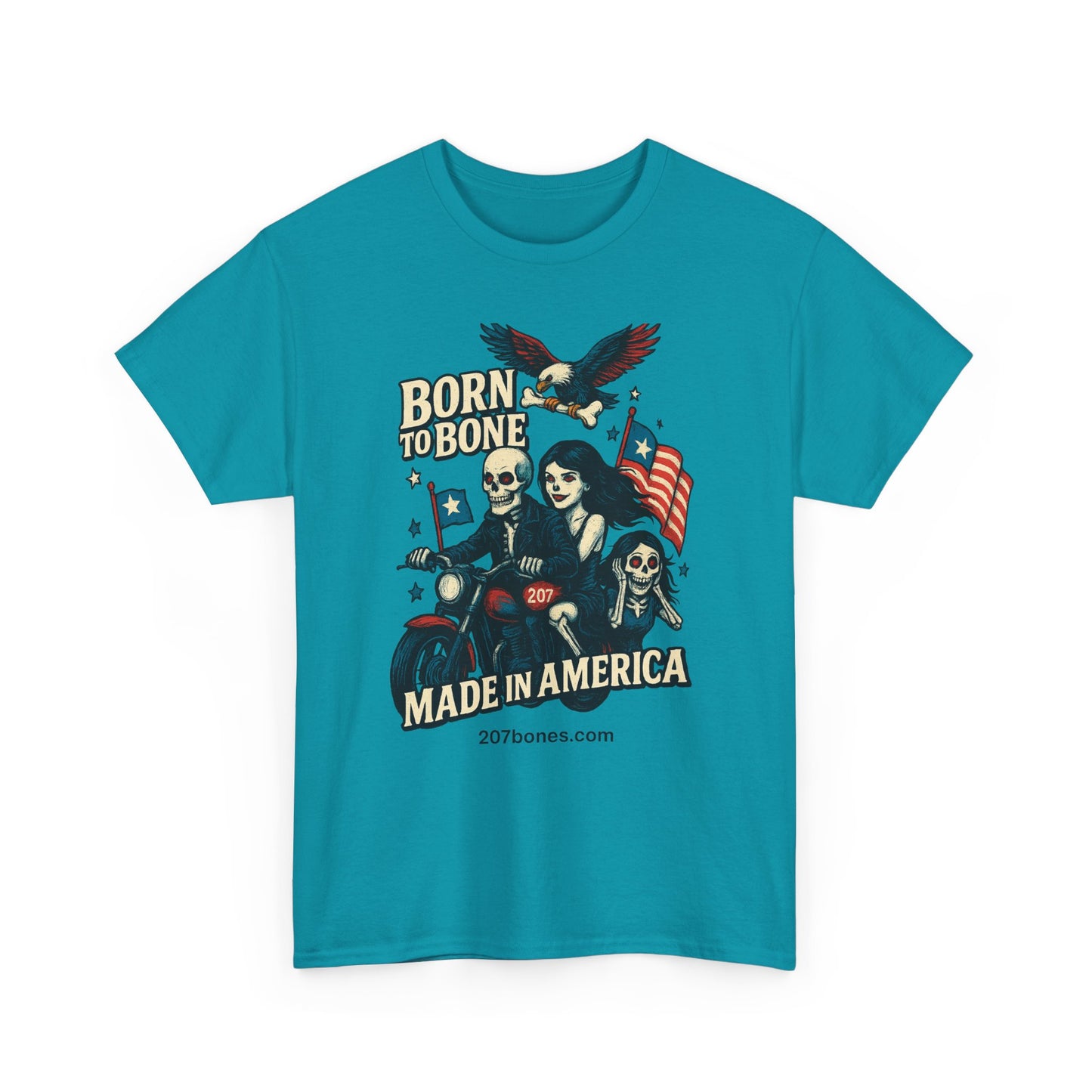 Vintage-Inspired Graphic T-Shirt, Born to Bone Tee, Patriotic Apparel, Unisex Tee for Motorcycle Enthusiasts, Made in America Shirt, [...]
