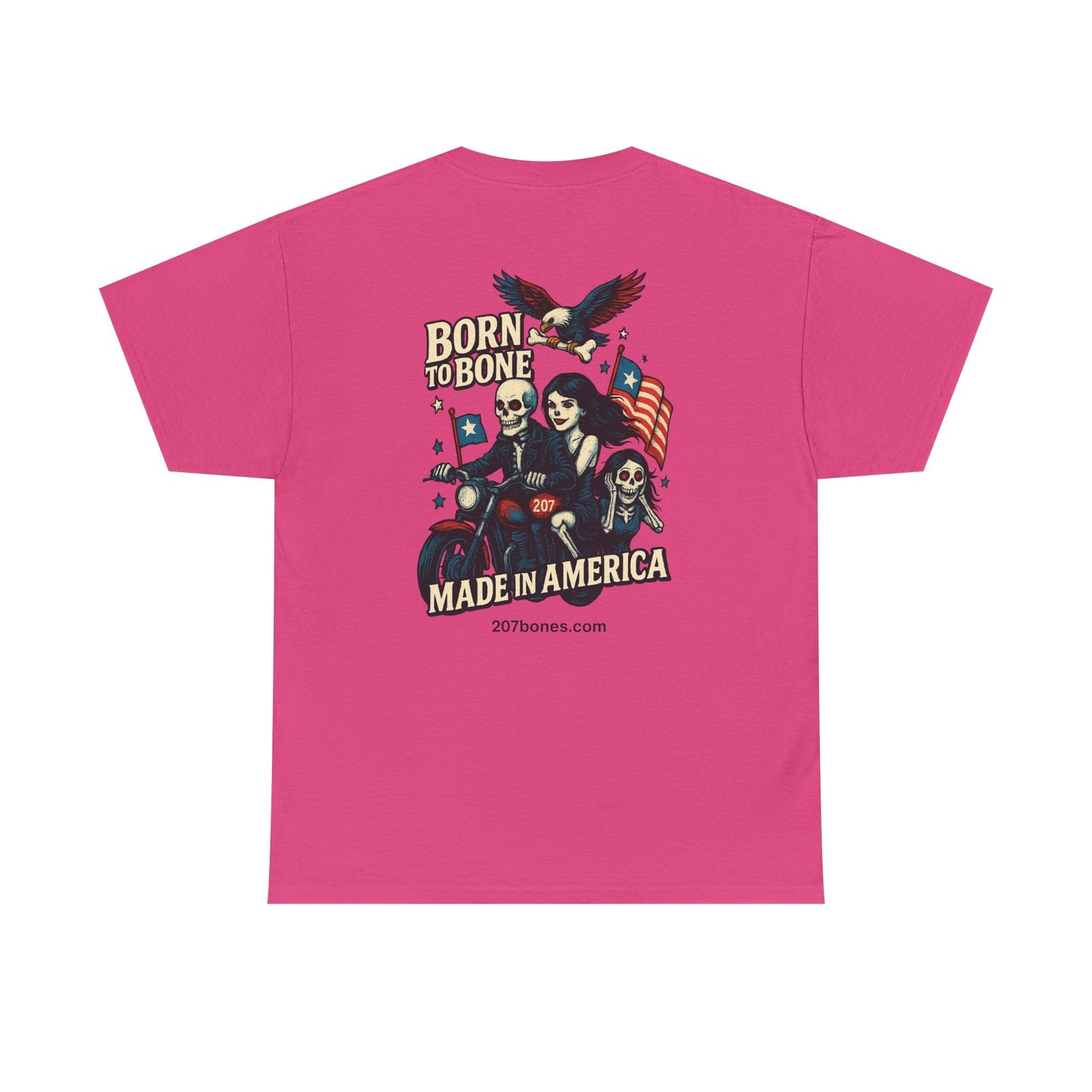 Patriotic Graphic Tee - Born to Bone, Unisex Heavy Cotton T-Shirt, Perfect for BBQs, Independence Day, and Casual Outings