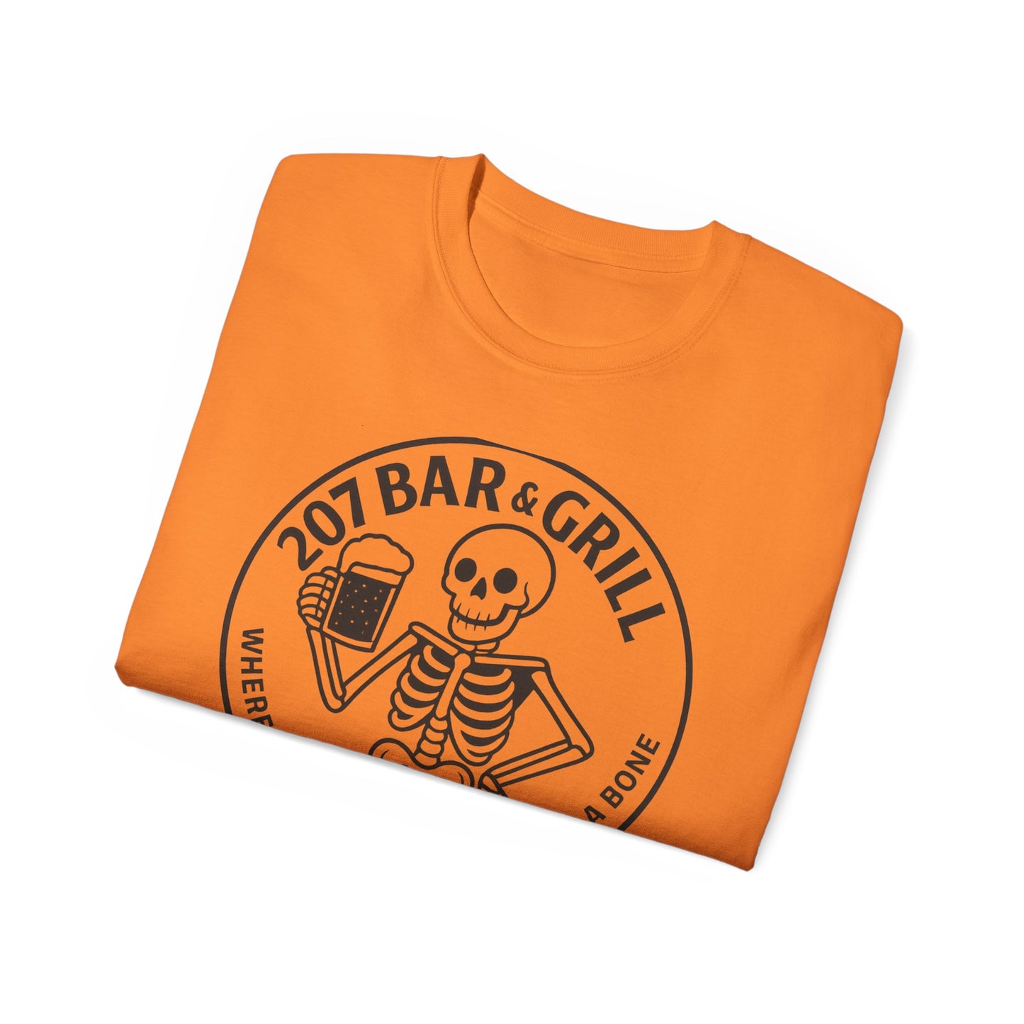 Skeleton Bar & Grill Tee, Fun Unisex Cotton T-Shirt for Halloween, Party Wear, Gift Idea, Casual Outfit