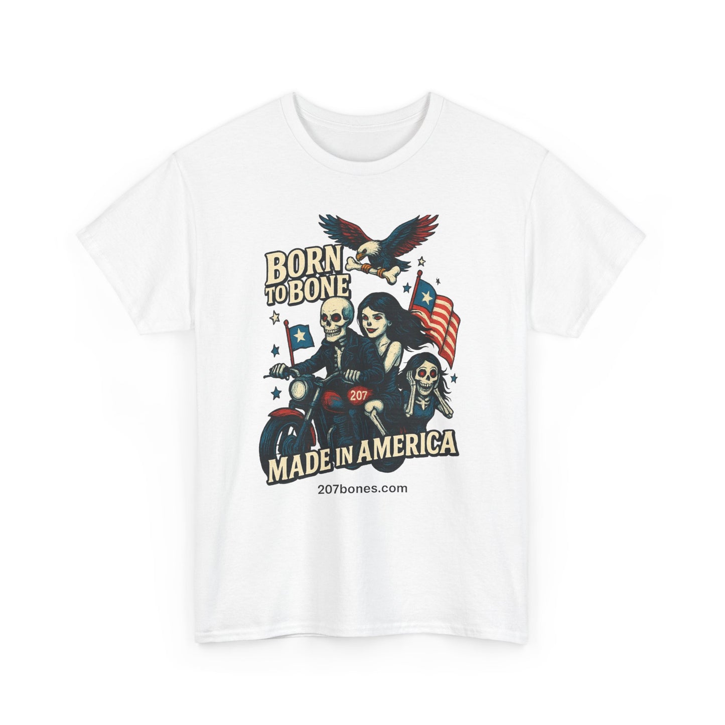 Vintage-Inspired Graphic T-Shirt, Born to Bone Tee, Patriotic Apparel, Unisex Tee for Motorcycle Enthusiasts, Made in America Shirt, [...]