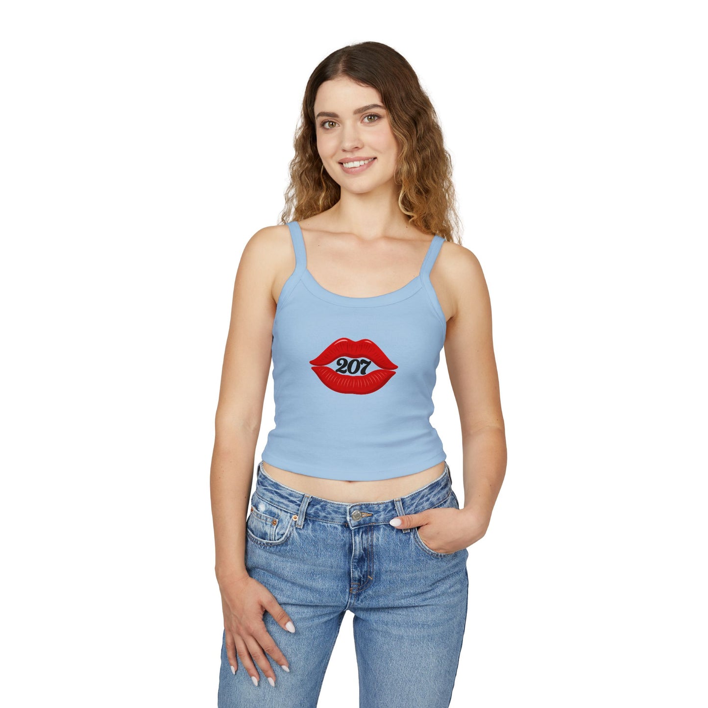 Chic Lip Print Tank Top - Women's Spaghetti Strap Top for Summer, BBQs, Casual Outings, Festivals, Holiday Gatherings, Cute Gift Idea
