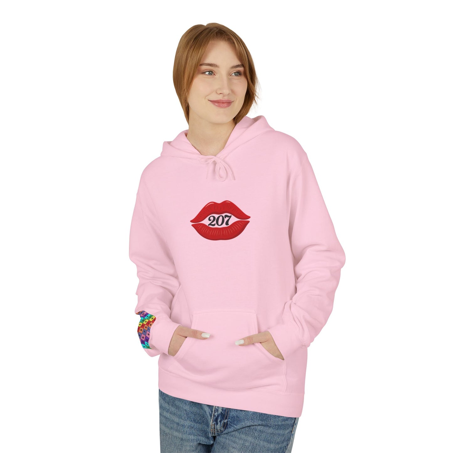 Kiss & Skull Graphic Fleece Hoodie - Trendy Unisex Sweatshirt for Casual Wear, Halloween, Party, Street Style, Gifts