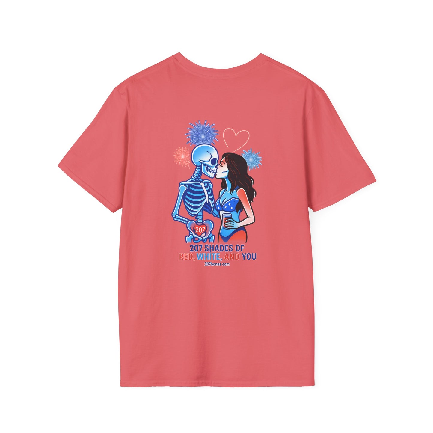 Romantic Unisex T-Shirt with Skeleton and Lips Design, Fun Couples Tee, Date Night Outfit, Halloween Costume, Unique Gift