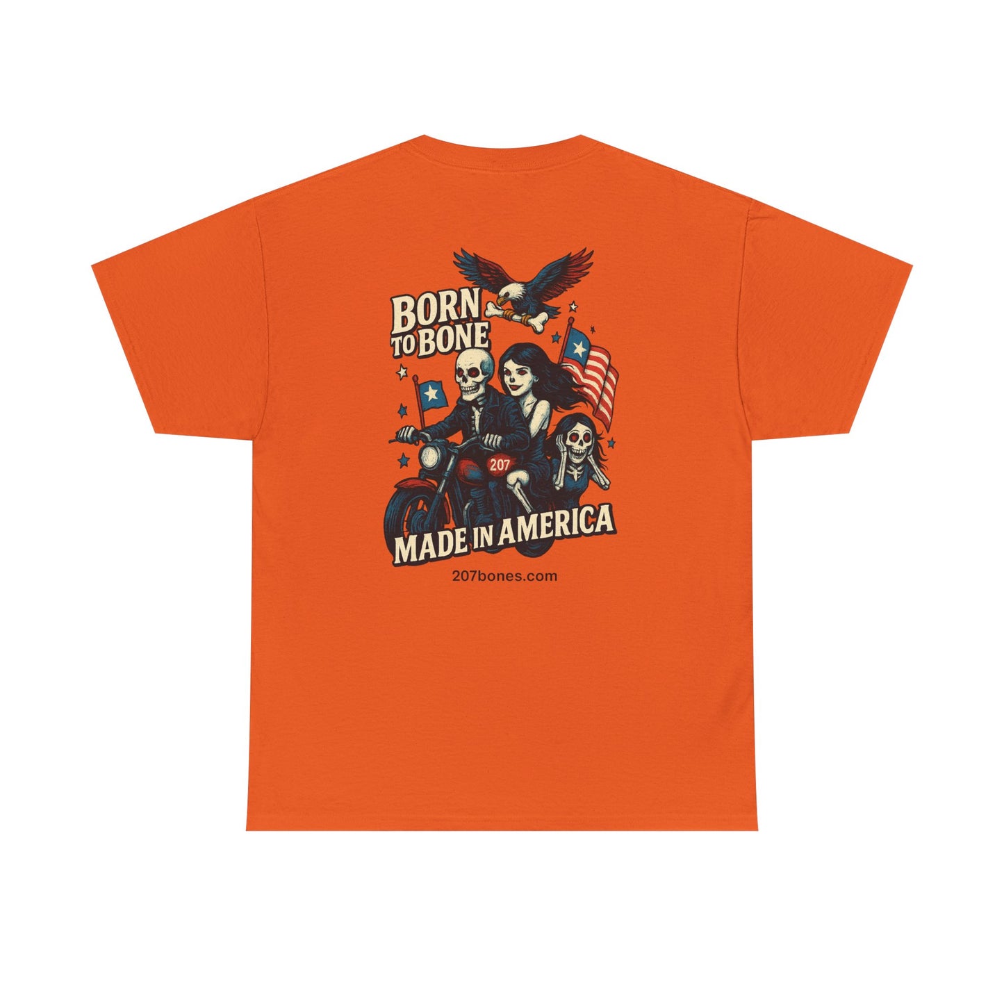 Patriotic Graphic Tee - Born to Bone, Unisex Heavy Cotton T-Shirt, Perfect for BBQs, Independence Day, and Casual Outings
