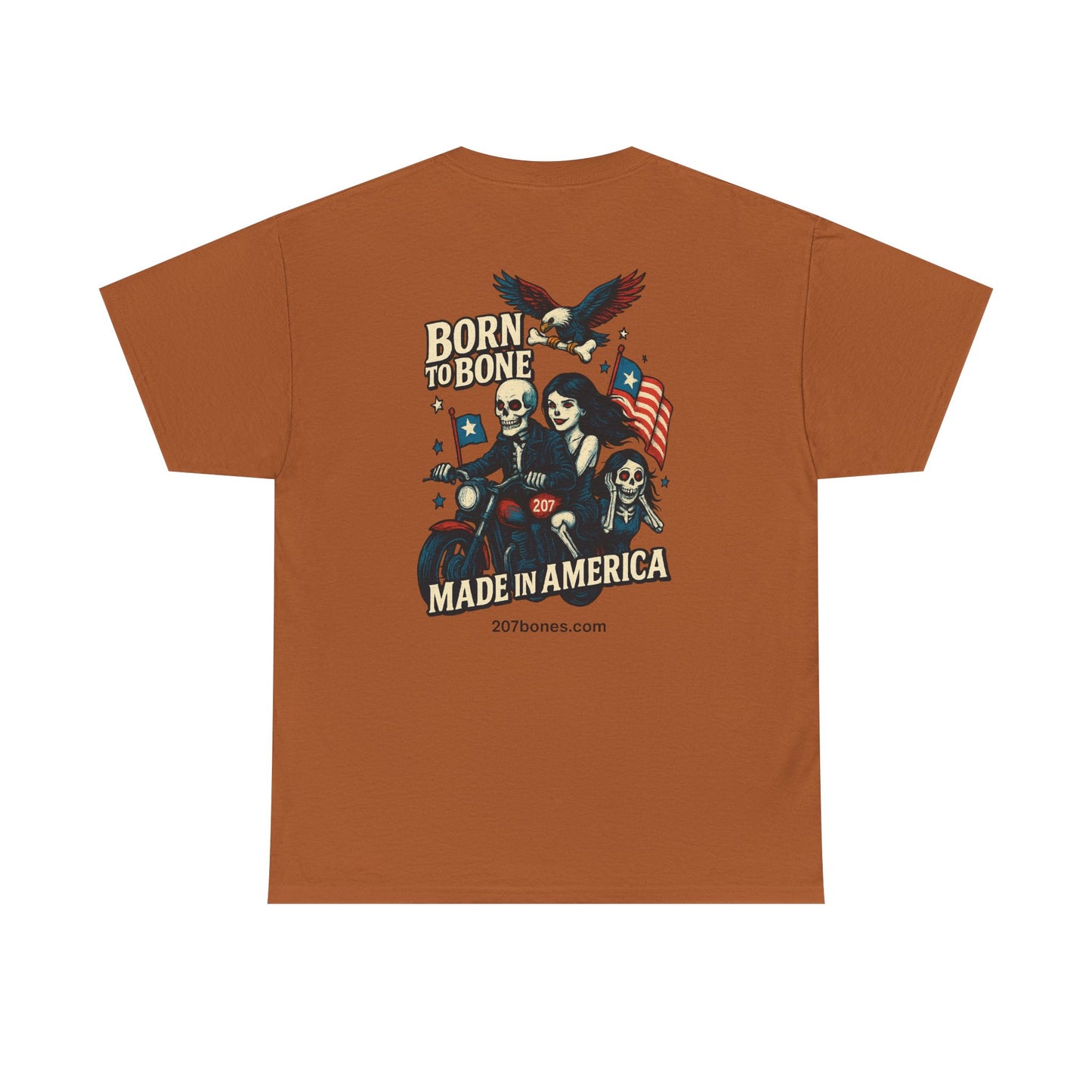 Patriotic Graphic Tee - Born to Bone, Unisex Heavy Cotton T-Shirt, Perfect for BBQs, Independence Day, and Casual Outings