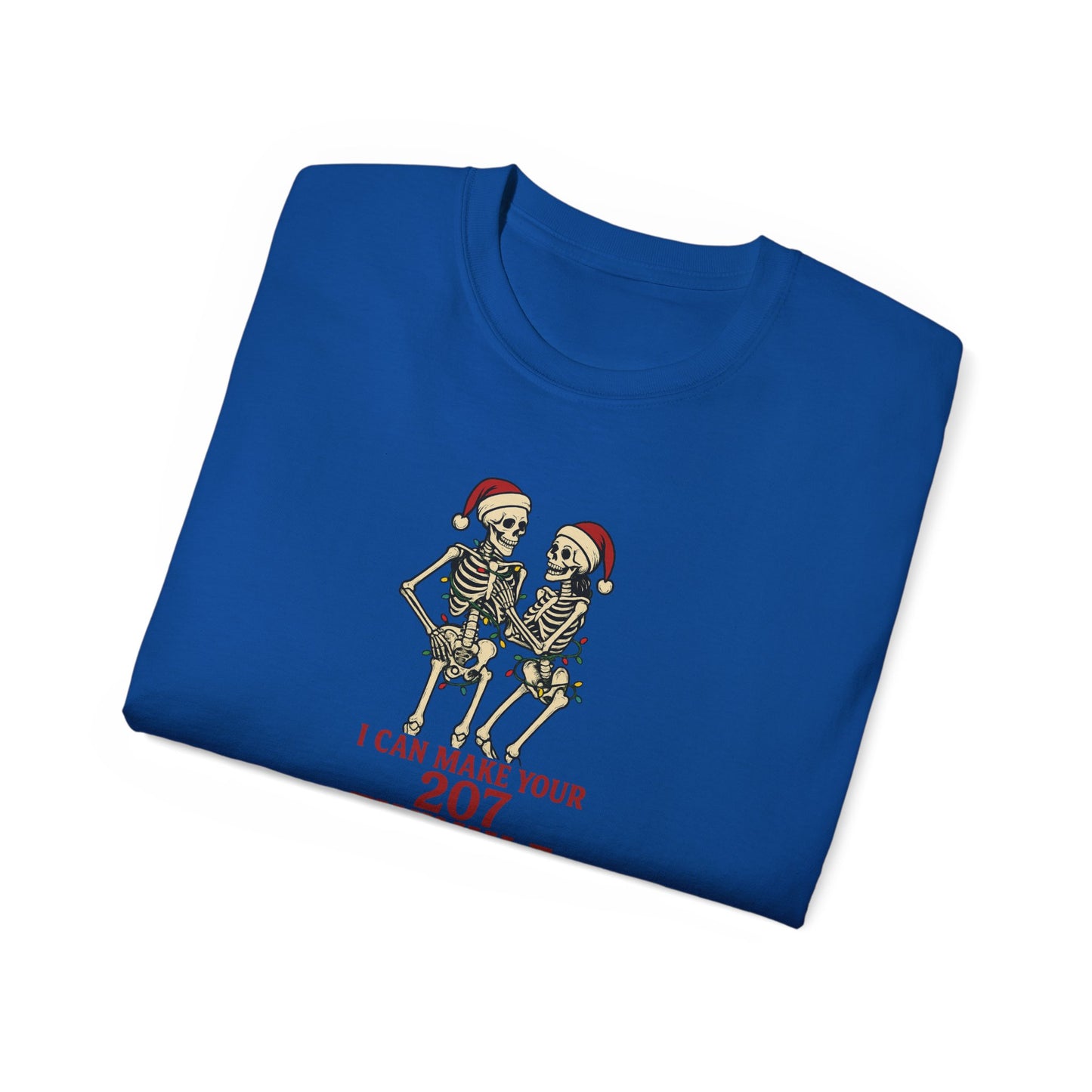 Holiday Skeleton T-Shirt, Funny Christmas Gift, Unisex Tee, Skeleton Lovers Apparel, Party Outfit, Quirky Holiday Top