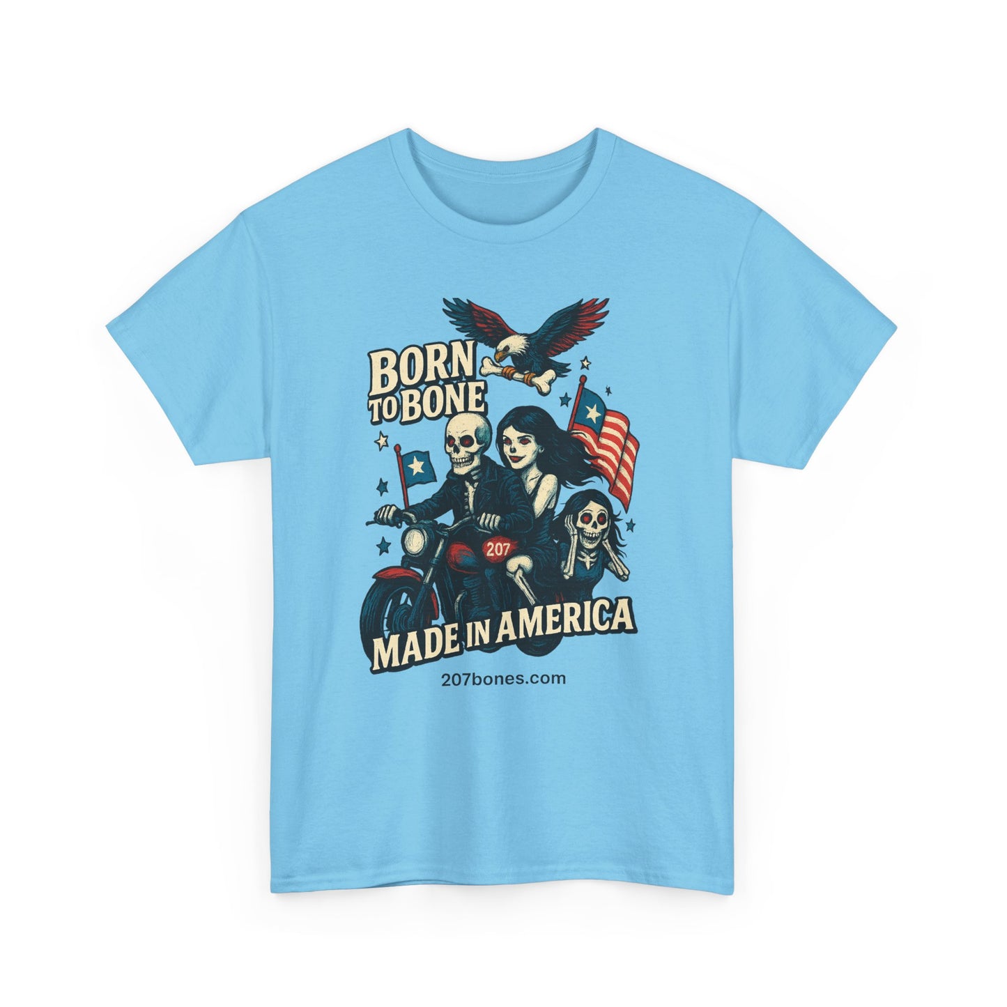 Vintage-Inspired Graphic T-Shirt, Born to Bone Tee, Patriotic Apparel, Unisex Tee for Motorcycle Enthusiasts, Made in America Shirt, [...]