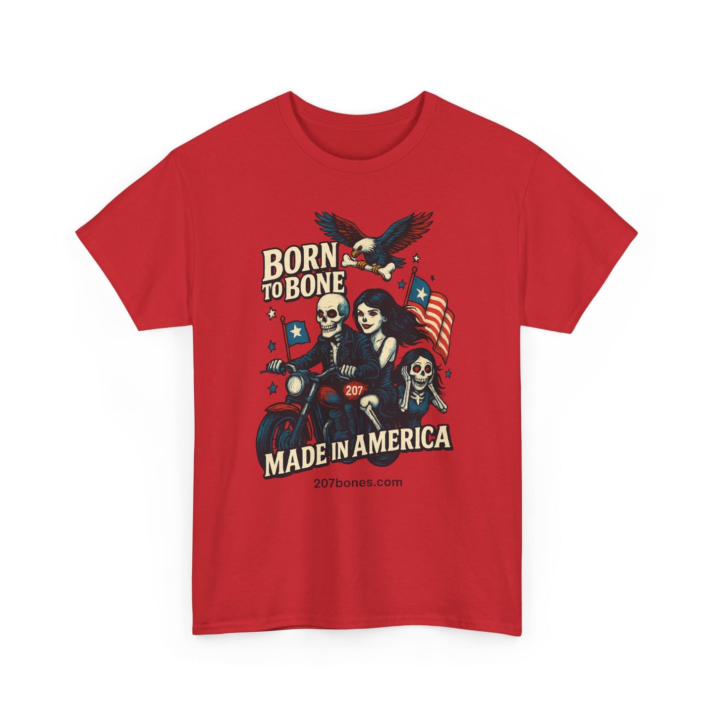 Vintage-Inspired Graphic T-Shirt, Born to Bone Tee, Patriotic Apparel, Unisex Tee for Motorcycle Enthusiasts, Made in America Shirt, [...]