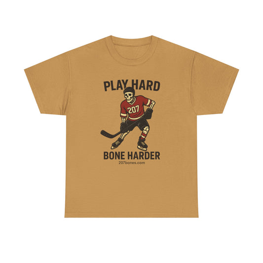 Play Hard Bone Harder Unisex Tee, Sports Shirt, Ice Hockey Fan Gift, Casual Wear, Team Spirit Shirt, Athletic Apparel