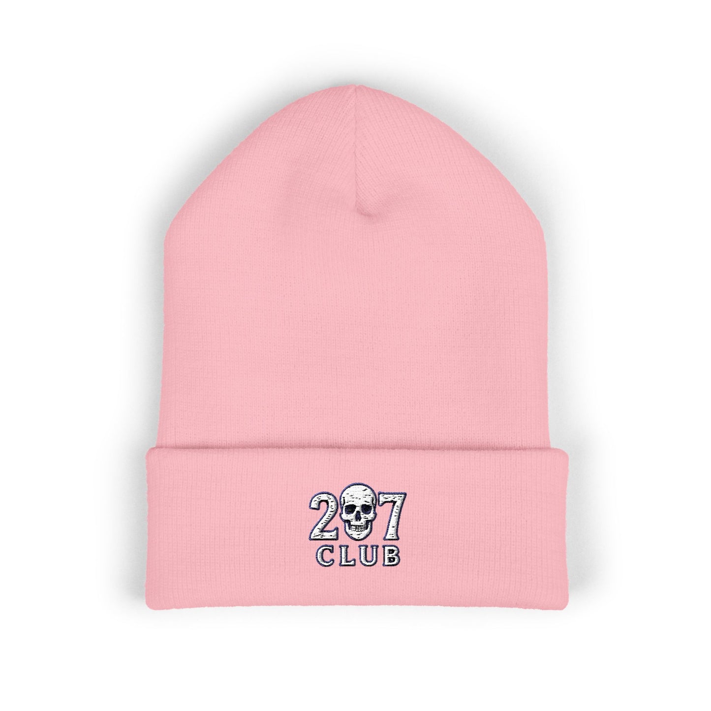 Classic Cuffed Beanie with 207 Skull Club Embroidery, Winter Hat, Gift for Him/Her, Streetwear Accessory, Unisex Beanie