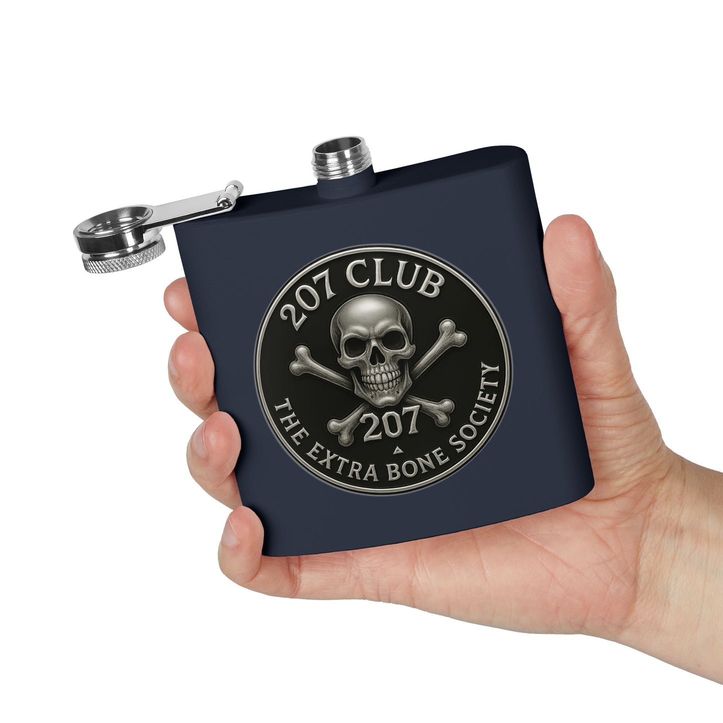 Skull and Crossbones Flask, 207 Club Gift, Party Accessory, Adventure Travel, Groomsmen Gift, Unique Collectible