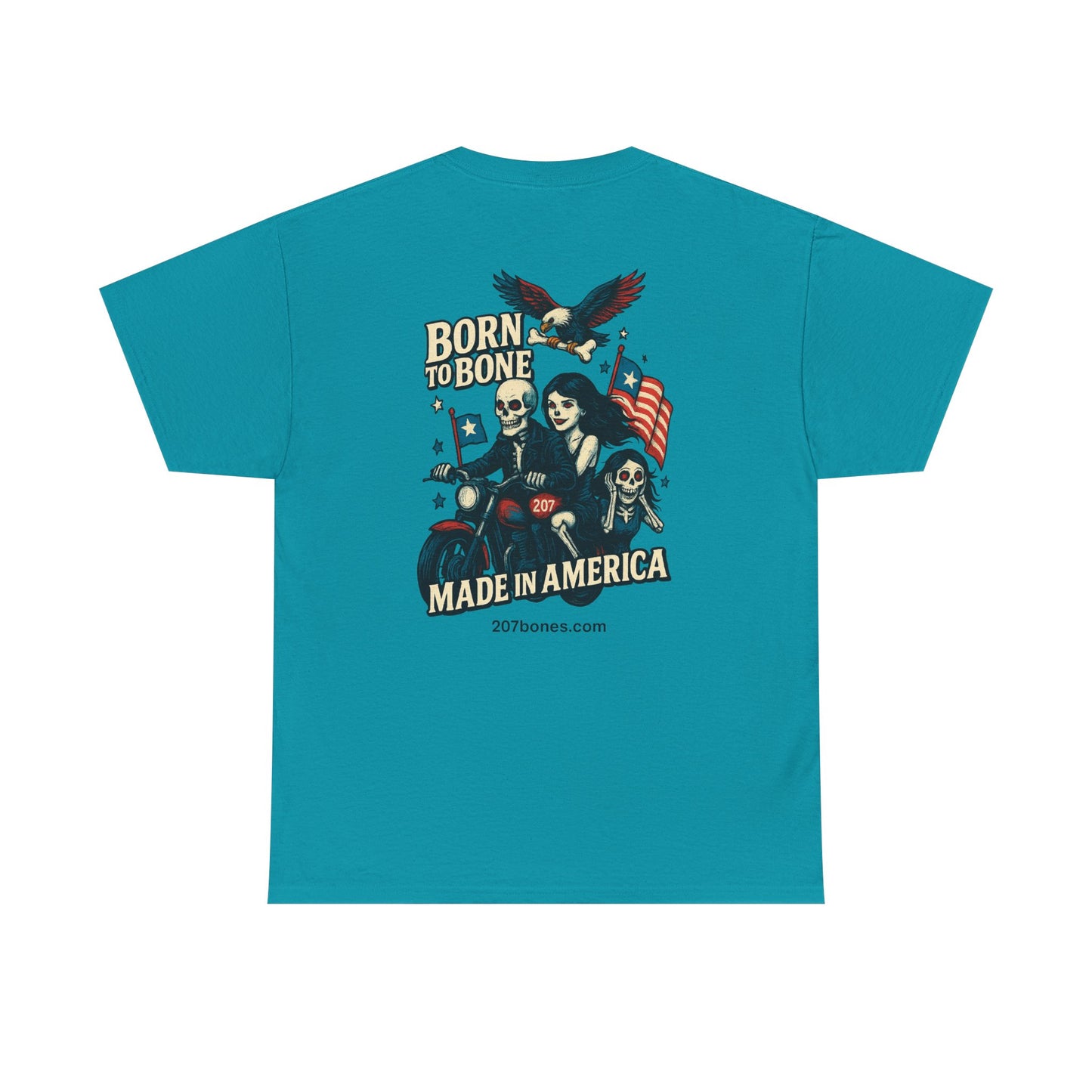 Patriotic Graphic Tee - Born to Bone, Unisex Heavy Cotton T-Shirt, Perfect for BBQs, Independence Day, and Casual Outings