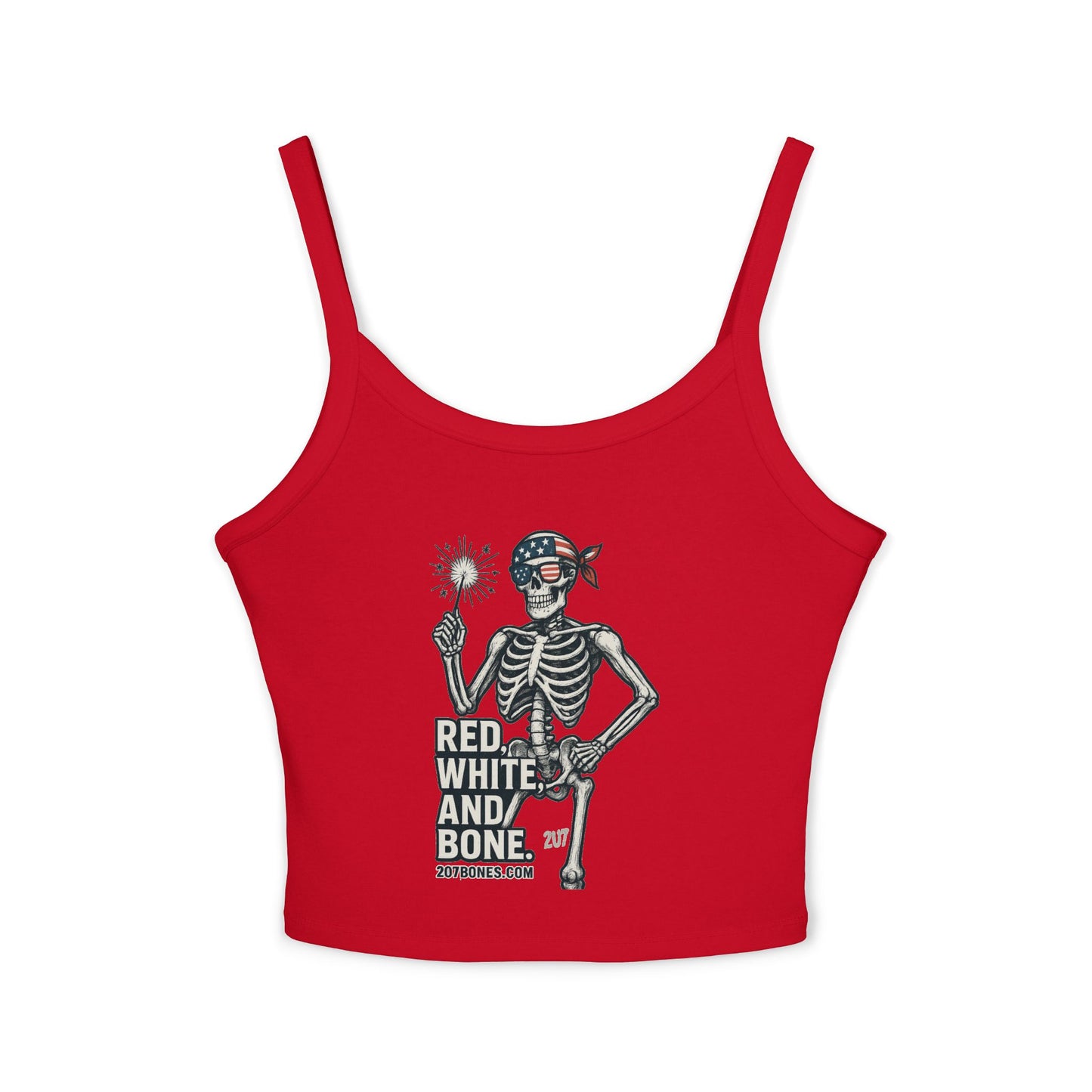 Patriotic Skeleton Tank Top, Women's Spaghetti Strap Tank, Summer Style, Holiday Apparel, 4th of July, Festival Outfit, Casual Wear