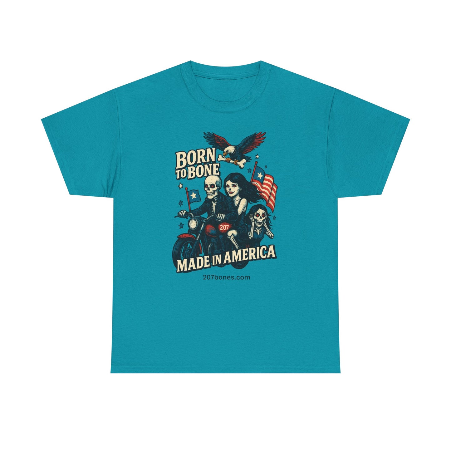 Vintage-Inspired Graphic T-Shirt, Born to Bone Tee, Patriotic Apparel, Unisex Tee for Motorcycle Enthusiasts, Made in America Shirt, [...]