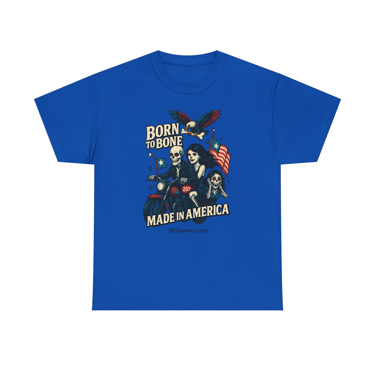 Vintage-Inspired Graphic T-Shirt, Born to Bone Tee, Patriotic Apparel, Unisex Tee for Motorcycle Enthusiasts, Made in America Shirt, [...]
