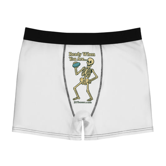 Playful Skeleton Men's Boxer Briefs, Funny Underwear for Halloween, Gift for Him, Comfy AOP Boxer Shorts, Fun Loungewear