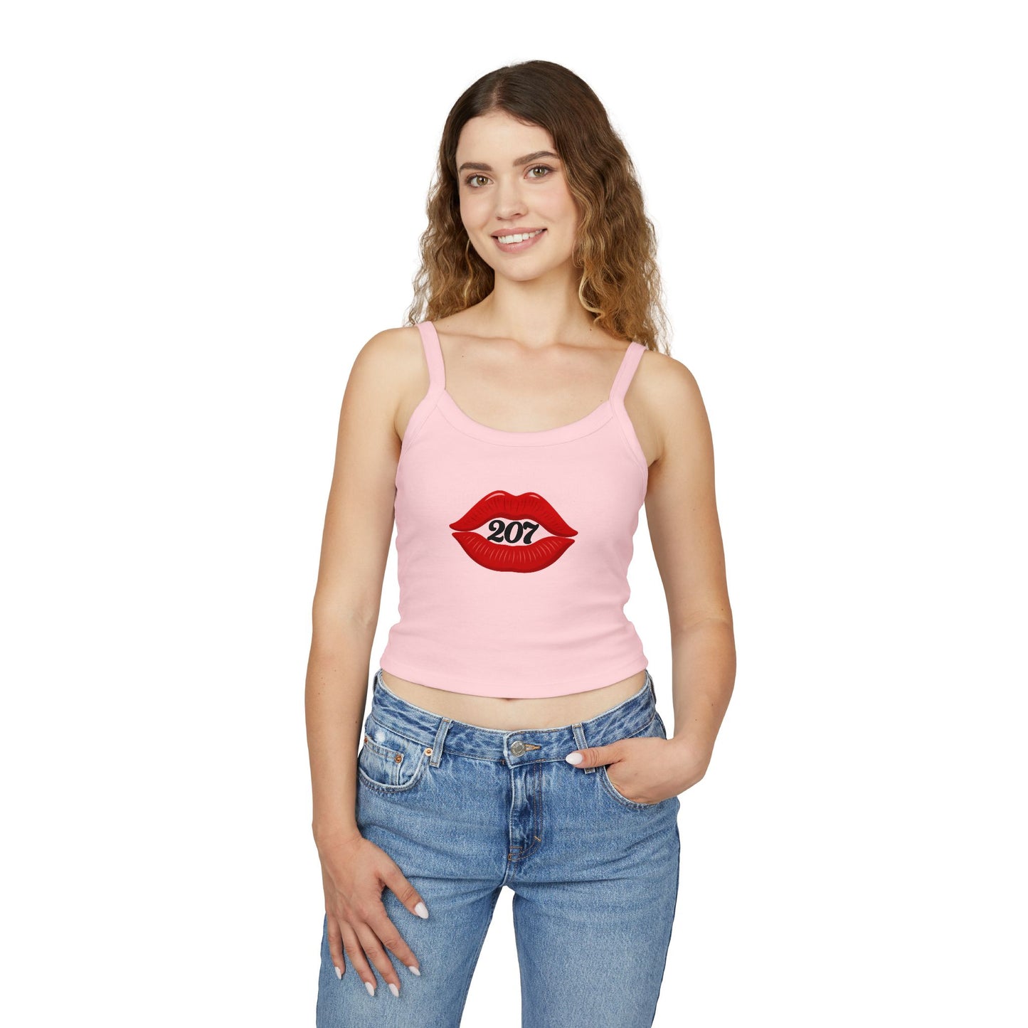 Chic Lip Print Tank Top - Women's Spaghetti Strap Top for Summer, BBQs, Casual Outings, Festivals, Holiday Gatherings, Cute Gift Idea