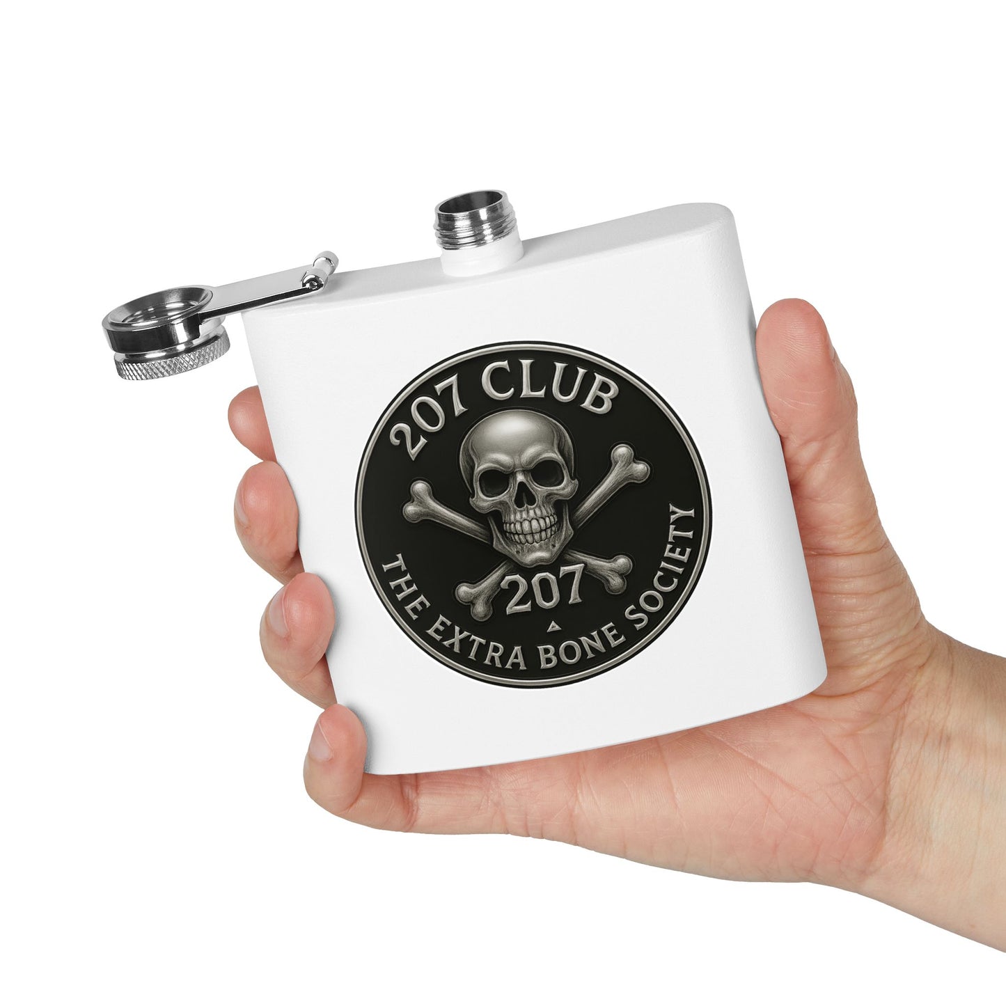 Skull and Crossbones Flask, 207 Club Gift, Party Accessory, Adventure Travel, Groomsmen Gift, Unique Collectible