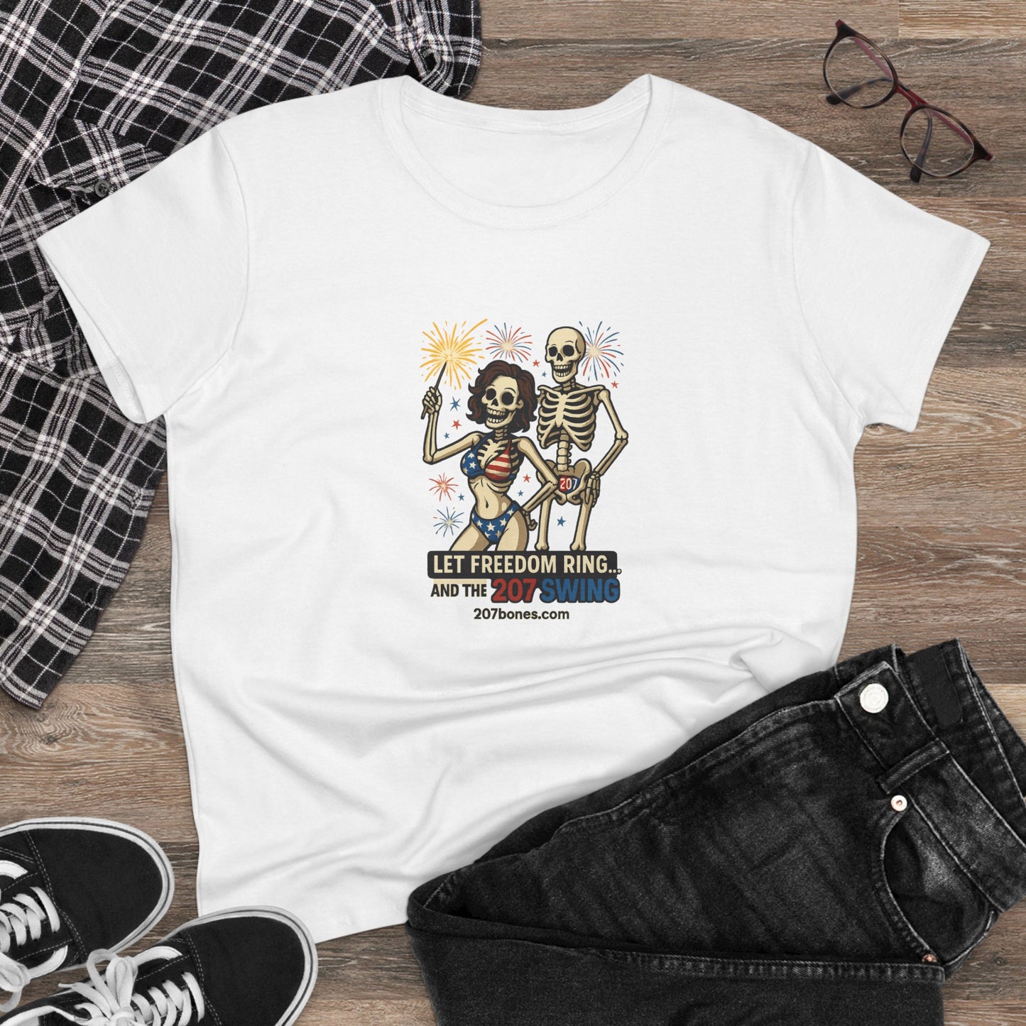 Fun Skeleton Graphic Tee, Perfect for Halloween, Casual Wear, Gift for Her, Day of the Dead Shirt, Vintage Style T-Shirt